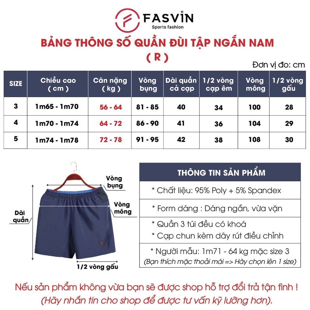 Quần đùi tập ngắn nam Fasvin R21448.HN vải gió chun mềm mại co giãn thoải mái vận động