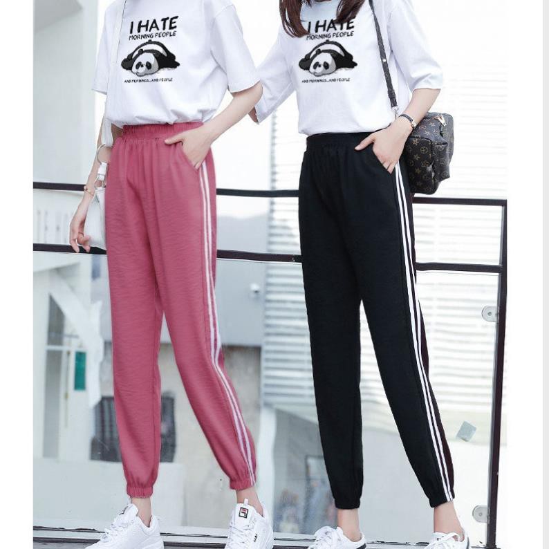 Set Jogger Line Phối Thun Unisex I Hate, Set quần thể thao sọc phối áo phông in hình dễ thương - S5 | WebRaoVat - webraovat.net.vn