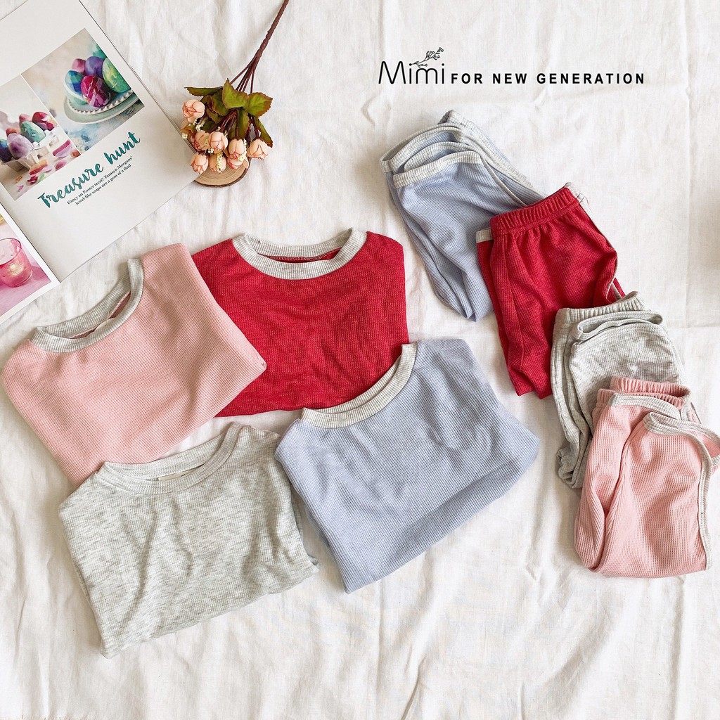 Bộ thun gân dài tay cho bé - Hàng thiết kế cao cấp Mimi