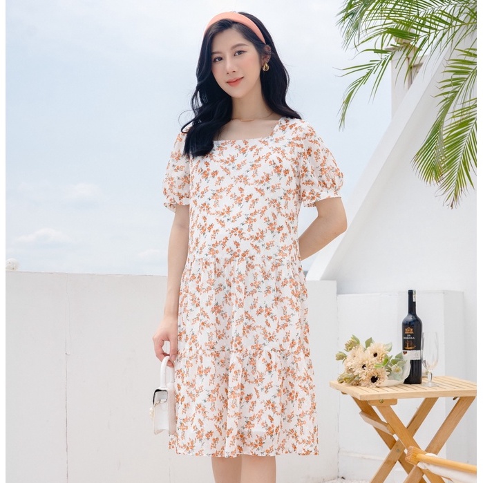 MEDYLA - Đầm bầu dự tiệc mùa hè thiết kế 2 lớp tơ ép lót lụa cho bầu đi chơi du lịch dự tiệc - VS1014
