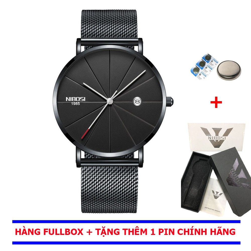 ĐỒNG HỒ NAM NIBOSI 1985 DÂY LƯỚI CÓ HỘP VÀ TẶNG KÈM THÊM PIN