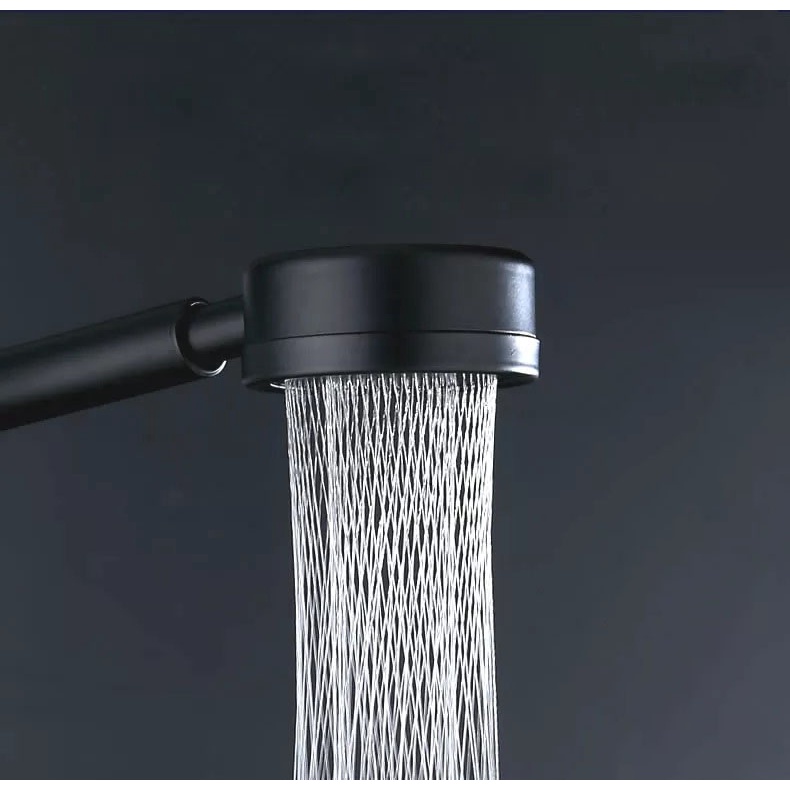 Bộ tay sen nóng lạnh inox 304 sơn tĩnh điện Đen thiết kế đơn giản tia nước xoáy tháp