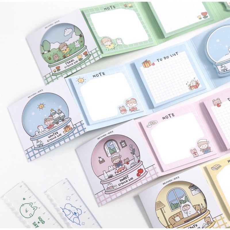Tập giấy note ghi chú gấp ghi chú 3 phần trang trí tập vở