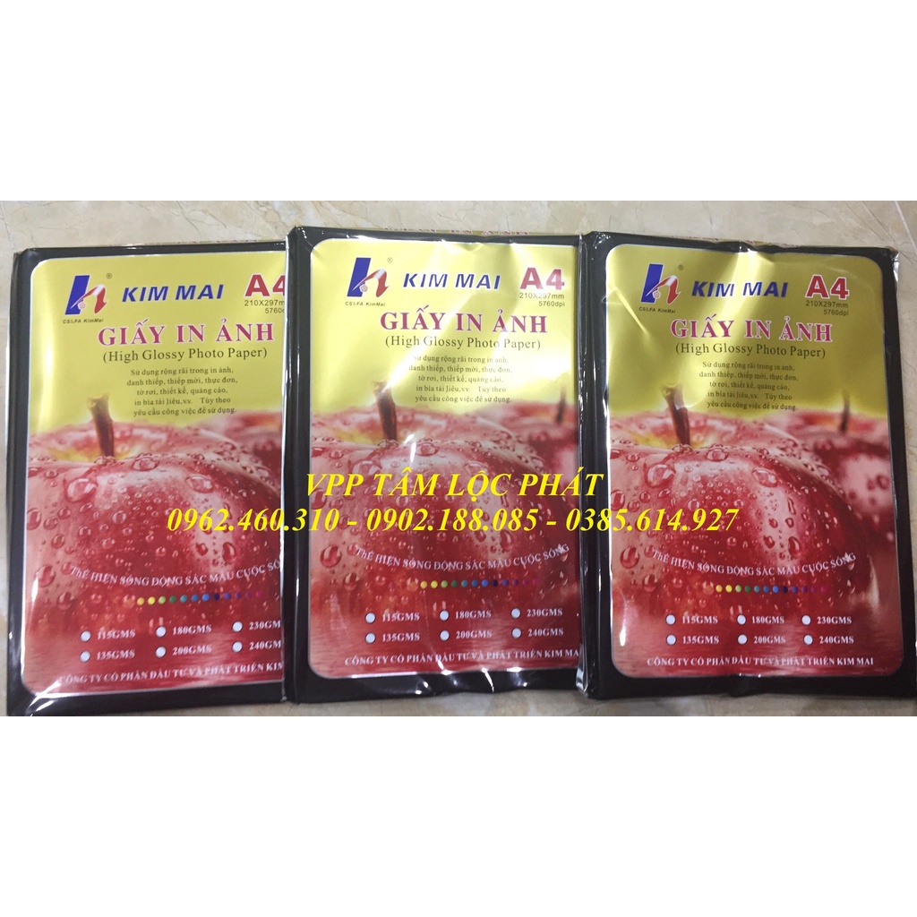Giấy in ảnh Kim Mai 50 tờ A4 định lượng 230