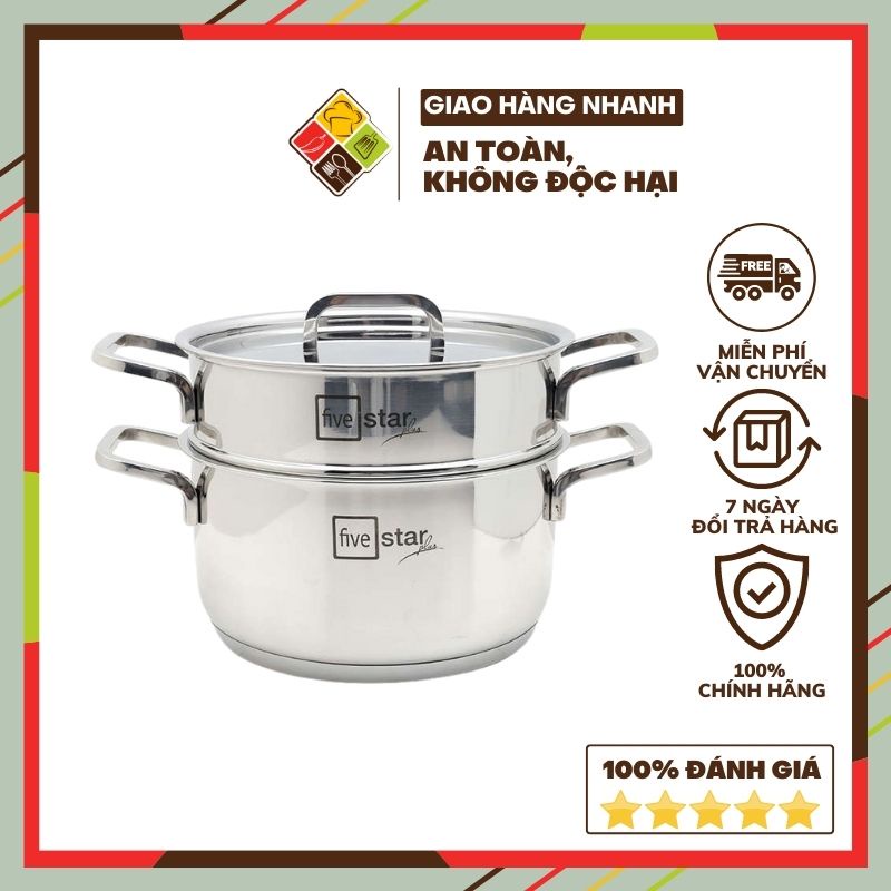 Nồi hấp 2 tầng inox 304 fivestar BEHOMEMALL bộ nồi xửng hấp cao cấp