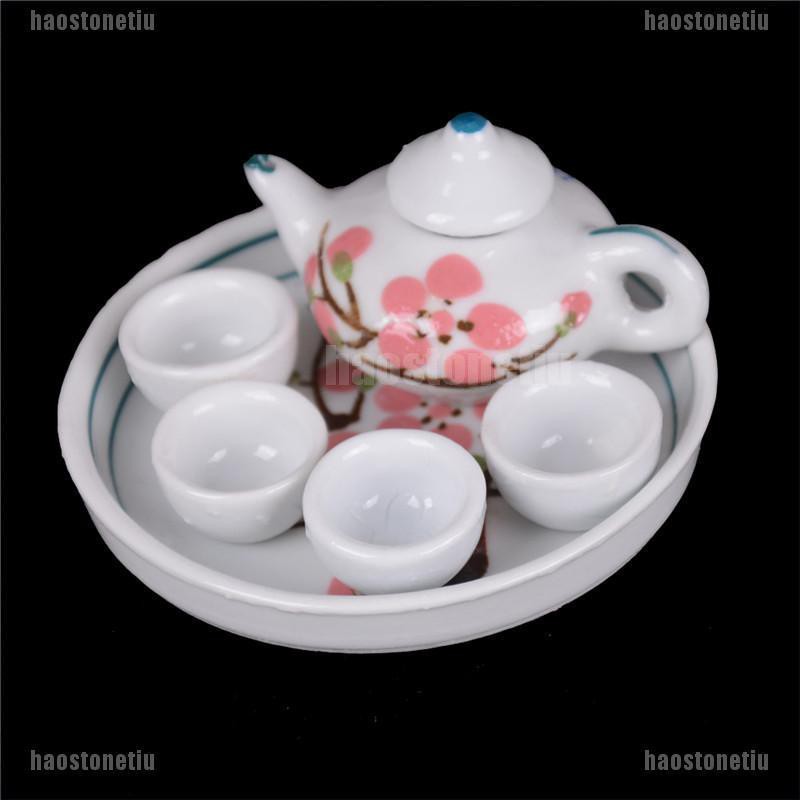 Bộ Ấm Chén Uống Trà Bằng Sứ Mini Trang Trí Nhà Búp Bê
