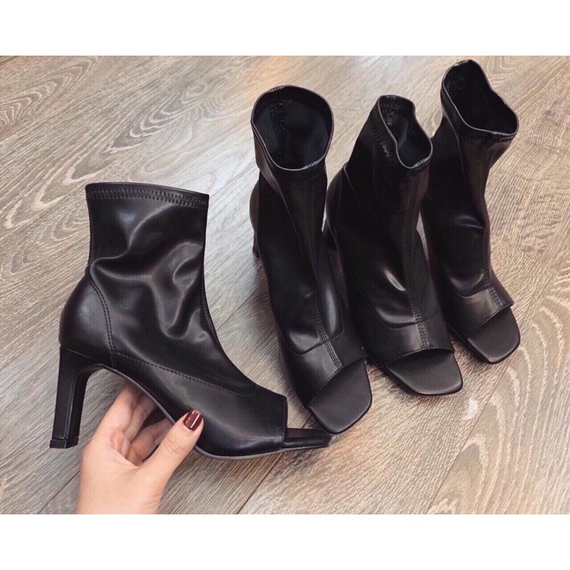 ❤️ HÀNG FULL BOX CÓ SẴN❤️ Boots hở mũi gót dẹt 9cm