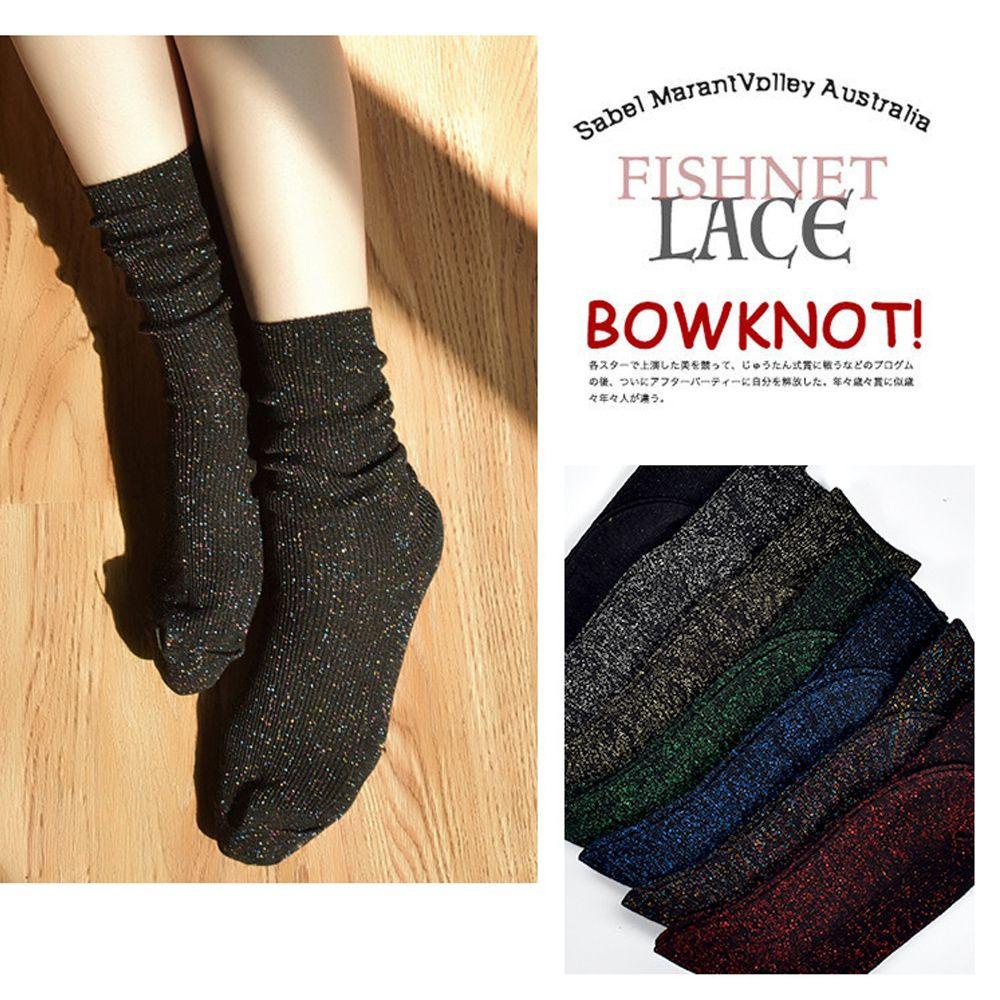 UPSTOPVN Tất Dệt Kim Cổ Cao Màu Sáng Bóng Phong Cách Retro Cho Nữ