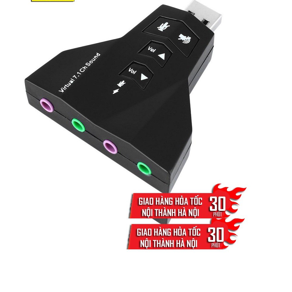 Cáp USB to Sound 3D Virtual 7.1 Phi thuyền 4 cổng - màu Đen