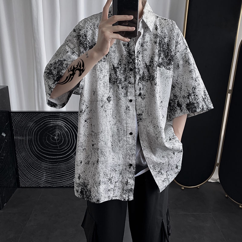 Áo Sơ Mi Tay Lỡ Họa Tiết Rằn Ri Thời Trang Harajuku 22836 Cá Tính