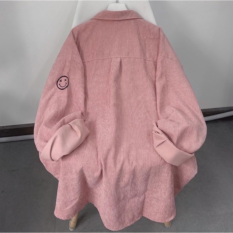 Sơ mi thêu icon chất vải nhung gân unisex