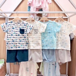 LULLABY - Bộ bé trai Lullaby cộc tay cotton poplin cho bé từ 3 tháng đến 4 tuổi
