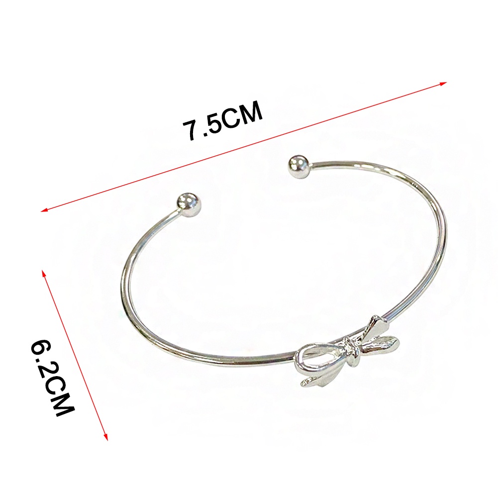 Vòng Tay Hở Màu Bạc Đính Nơ Thời Trang Dễ Phối Đồ