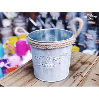 Xô thiếc Vintage 2 quai thừng số 10 TAN