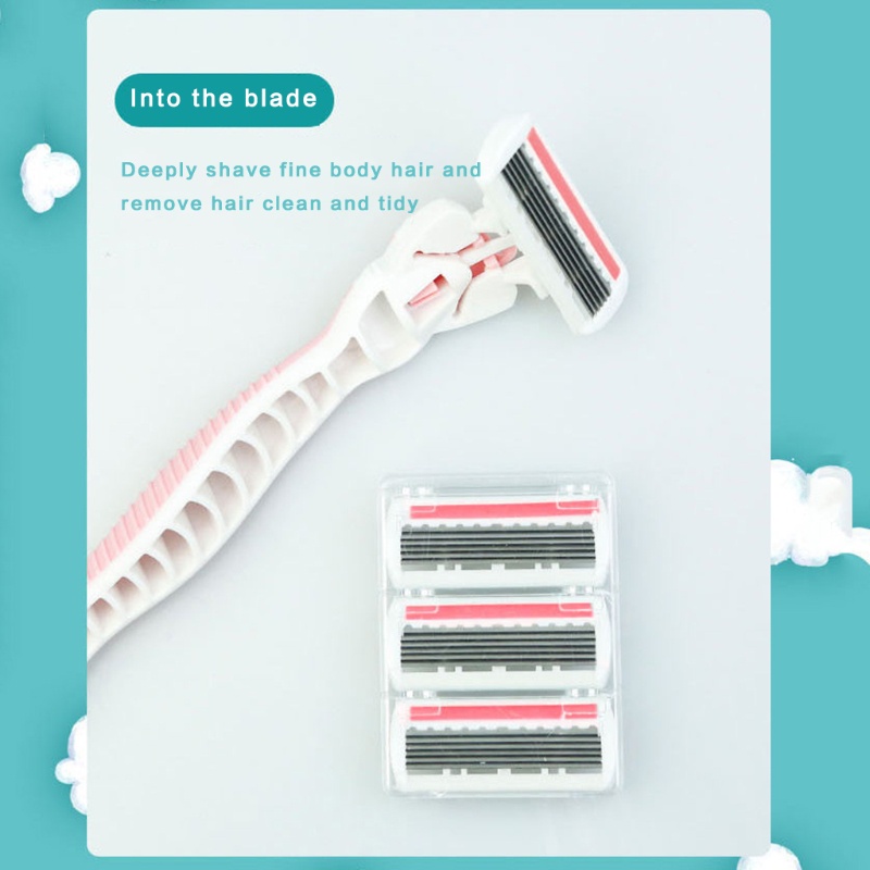 Dao Cạo Râu 6 Lưỡi Với 4 Tay Cầm Chống Trượt Thay Thế Cho Nữ YOUYO