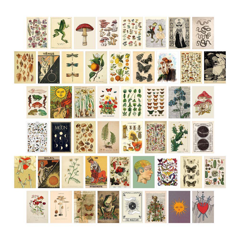 Set 50 Miếng Dán Tường Trang Trí Hình Cây Cối Nghệ Thuật Phong Cách Vintage Dành Cho Phòng Ngủ