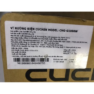 [NEW100%] VỈ NƯỚNG ĐIỆN CUCHEN CHG-1000W
