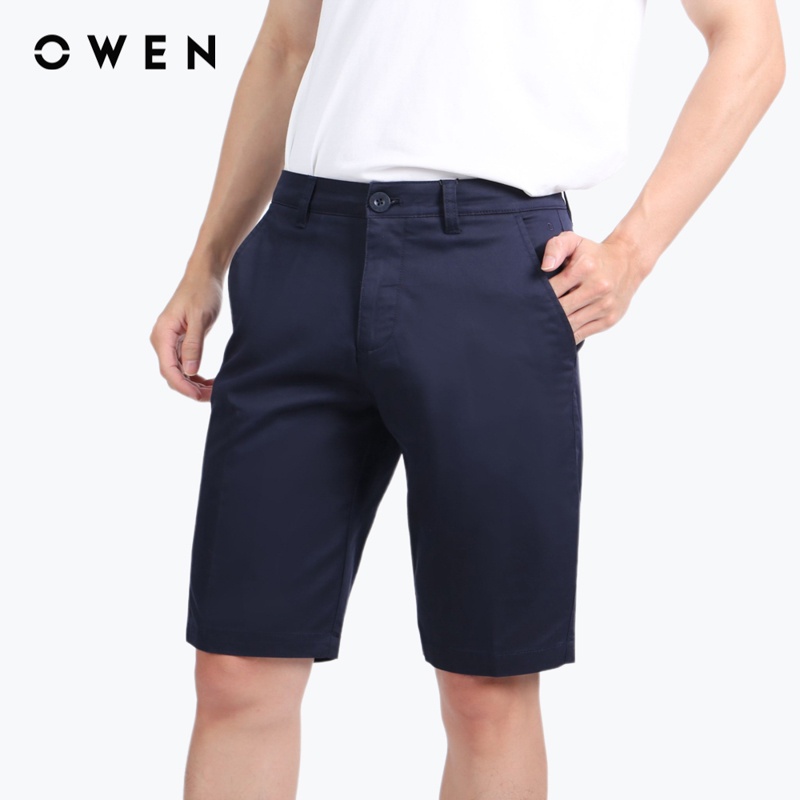 Quần short Nam Owen Cotton Slim Fit Navy - SK23815