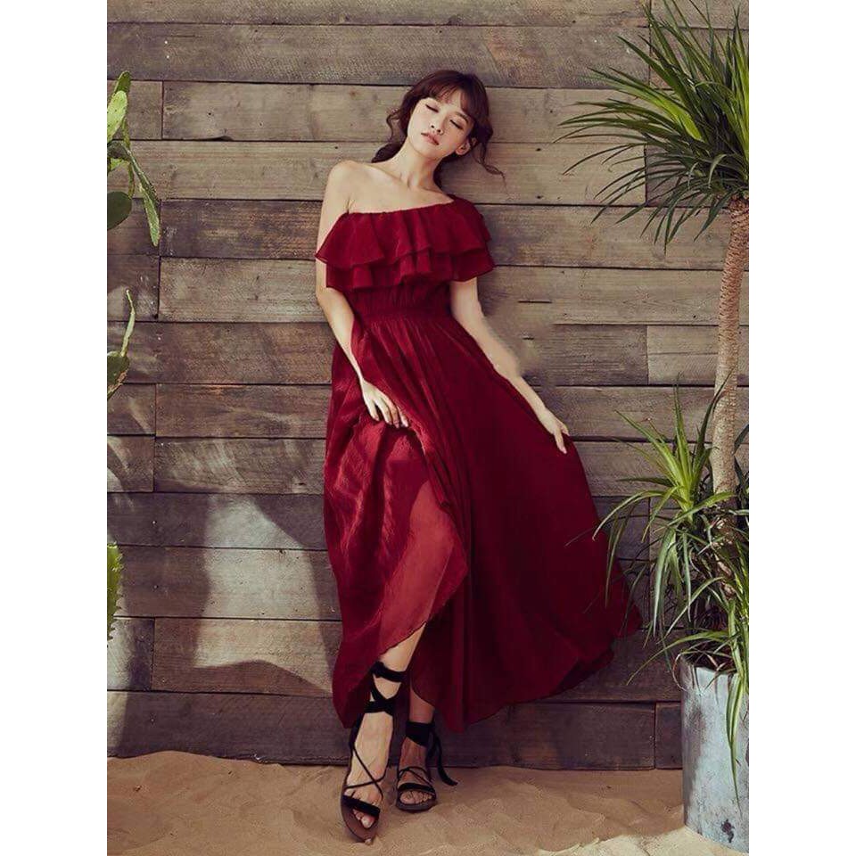 Đầm maxi đỏ kết hợp mặc 3 kiểu cực xinh | BigBuy360 - bigbuy360.vn