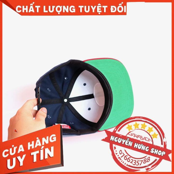 Nón snapback nam nữ Premier xanh đen kết đỏ