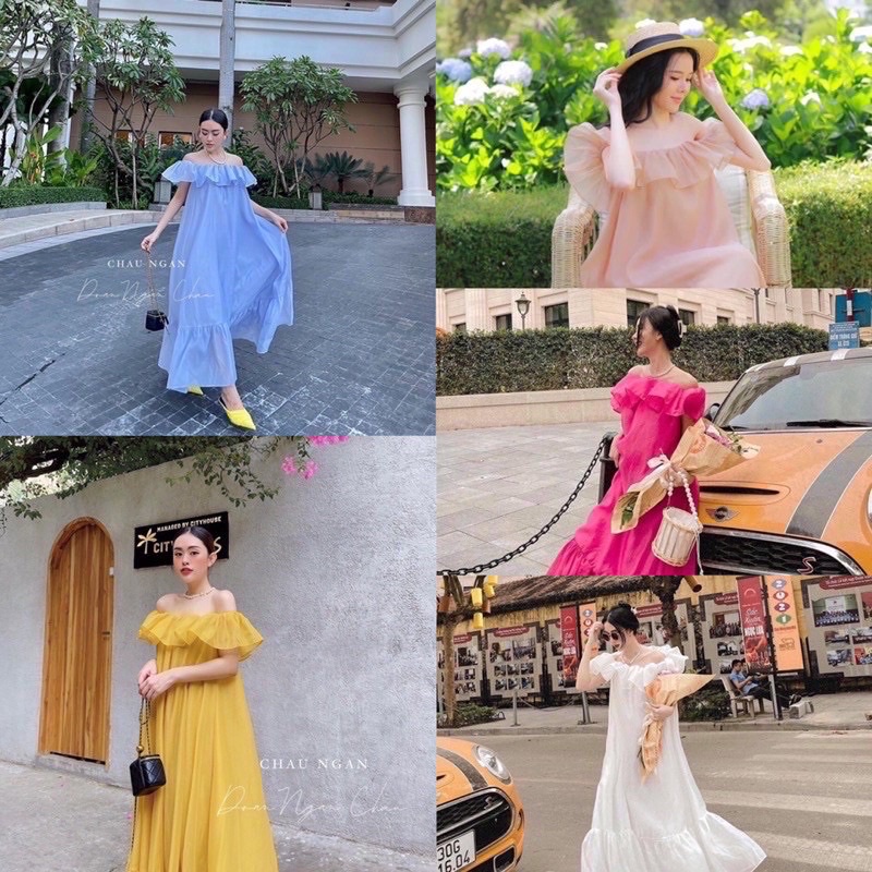 Váy Maxi Dáng Rộng Bèo Trễ Vai Siêu Lộng Lẫy | BigBuy360 - bigbuy360.vn