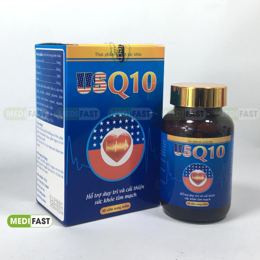 Hỗ trợ tim mạch US Q10 - Hộp 30 viên Tốt tim mạch, chống lão hóa từ thảo dược