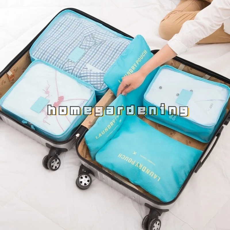 Set 6 Túi Vải Oxford Chống Thấm Nước Đựng Đồ Lót Tiện Dụng Khi Đi Du Lịch