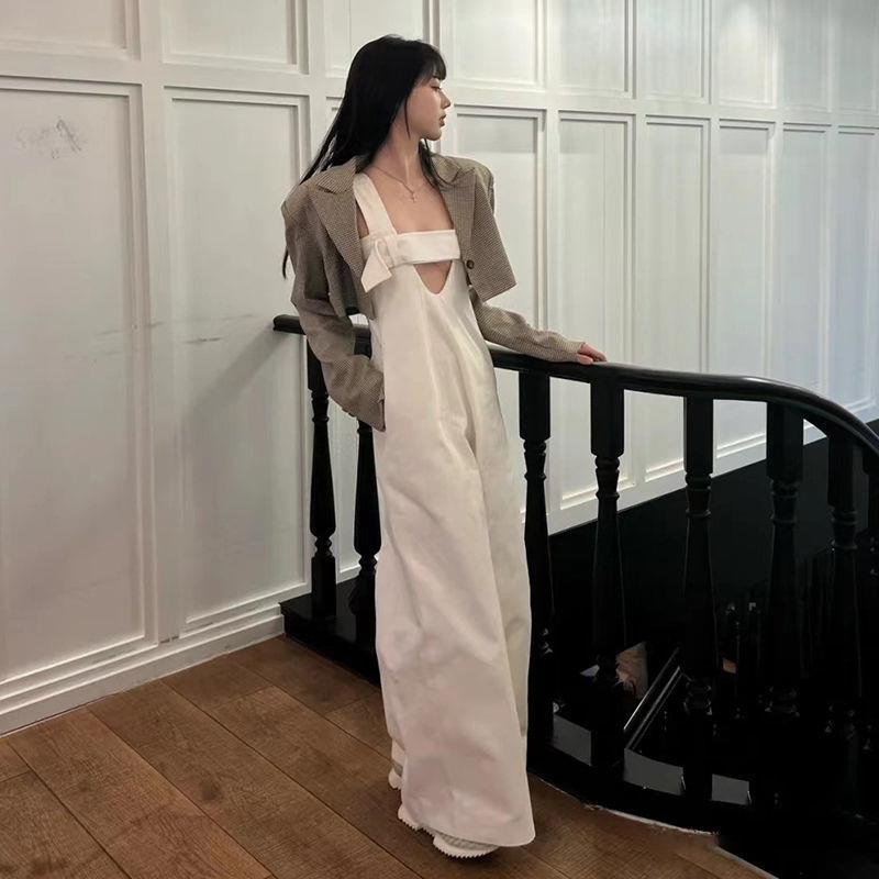 Bộ Áo Liền Quần Cổ Chữ V Phong Cách Hồng Kông Cổ Điển Thời Trang Mùa Xuân Dành Cho Nữ 2022