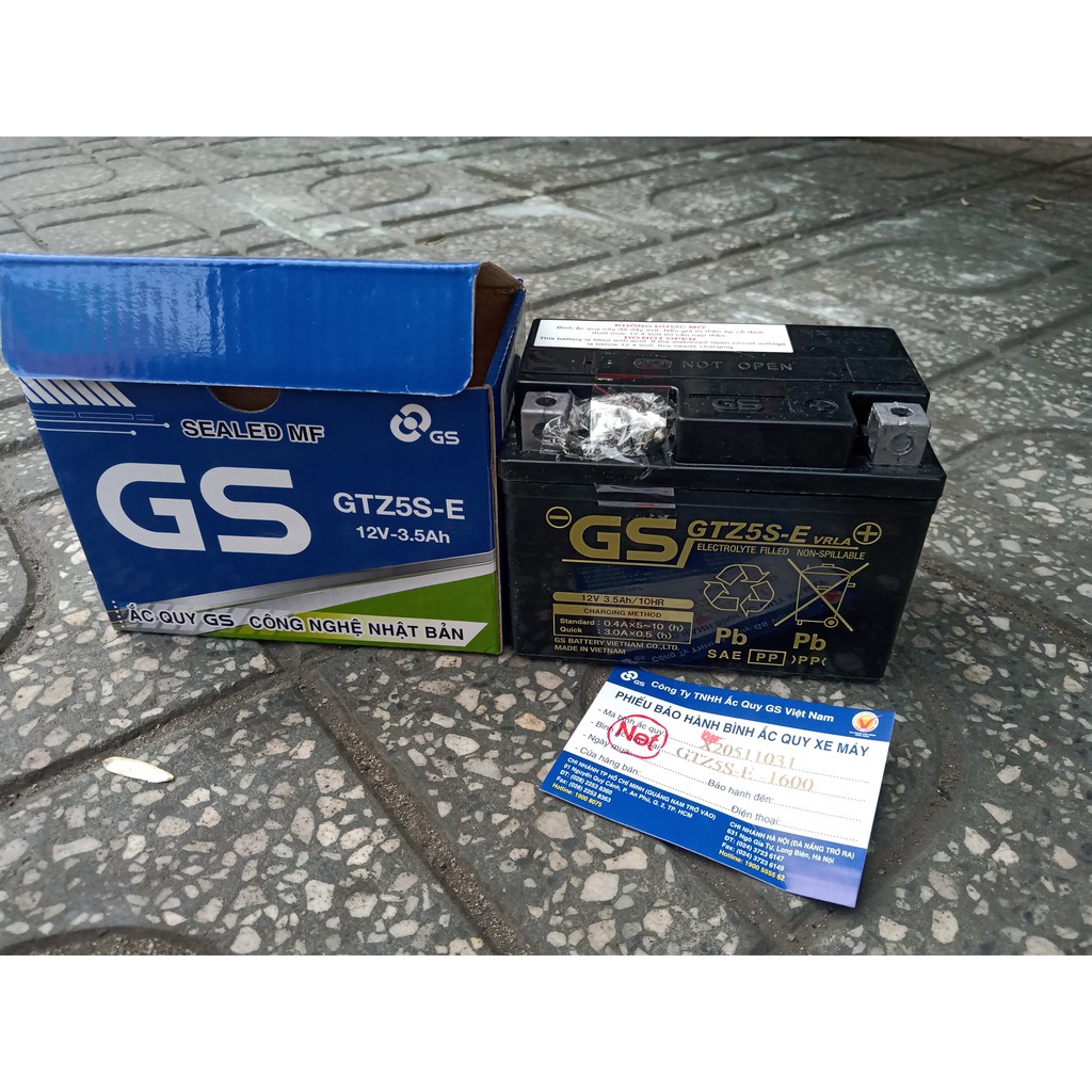 BÌNH ẮC QUY KHÔ GS GTZ5S-E (12V-3.5AH) DÀNH CHO XE MÁY