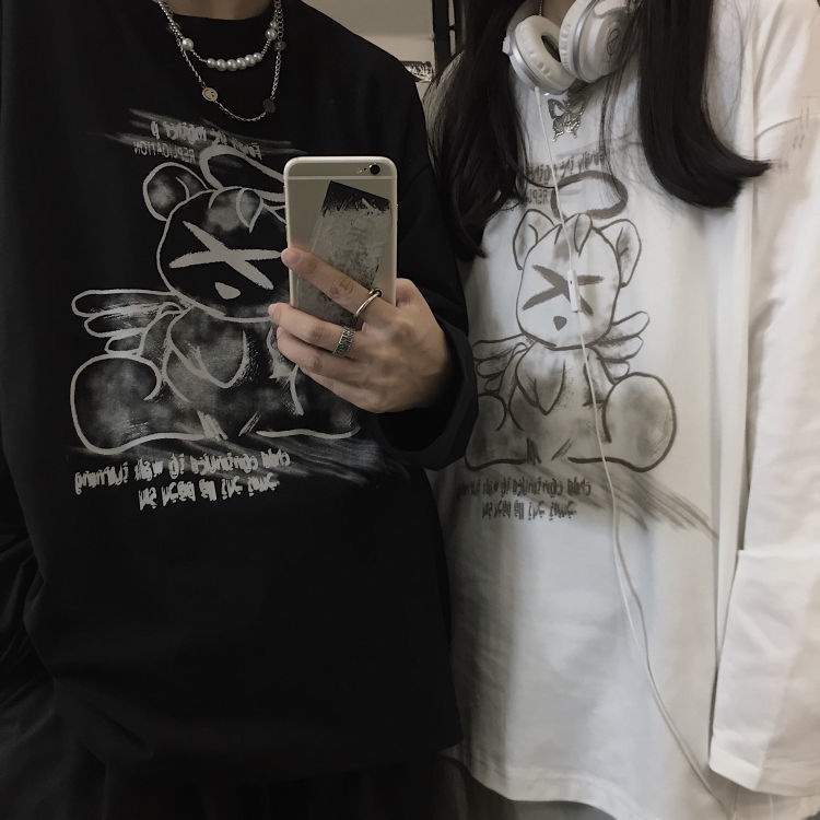 [Mã 11FASHIONSALE1 giảm 10K đơn 50K] 【Keroro】ÁO phông dài tay nam nữ form rộng hoạt tiết gấu đáng yêu mặc đôi siêu đẹp | BigBuy360 - bigbuy360.vn