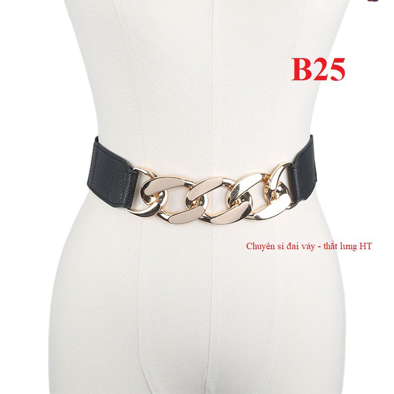 Đai váy da phối xích B25 3cm