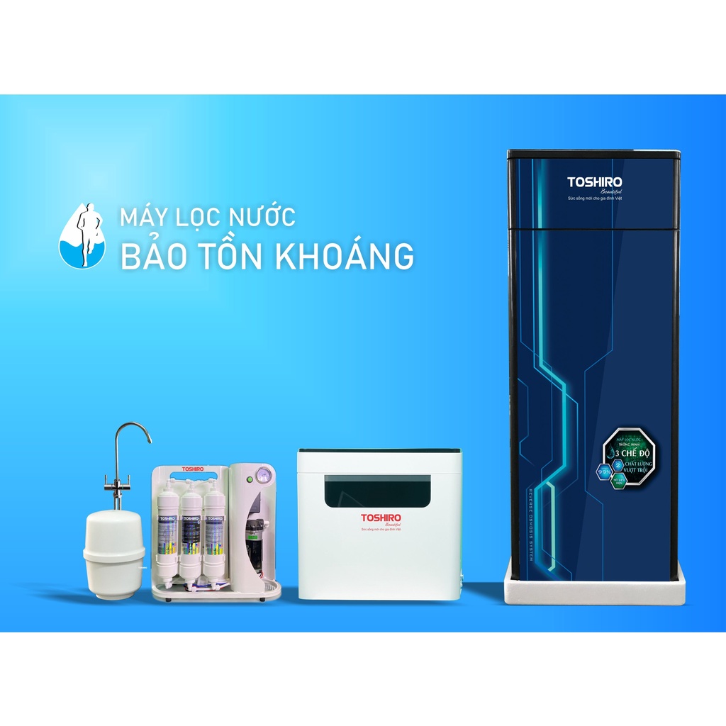 Máy lọc nước bảo tồn khoáng Toshiro có vỏ tủ kính cường lực