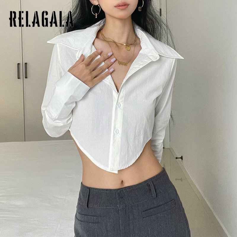 Áo Sơ Mi Tay Dài Dáng Ôm Cài Khuy Quyến Rũ Trẻ Trung Hợp Thời Trang Cho Bạn Gái