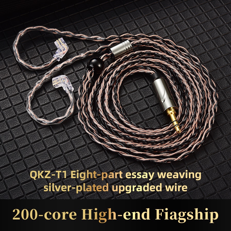 Dây cáp tai nghe Hifi QKZ T1 8 lõi TC mạ bạc MMCX/2pin sử dụng cho ZXN ZXT VK4 ZX2 ZAX2 KZ ZSN Pro