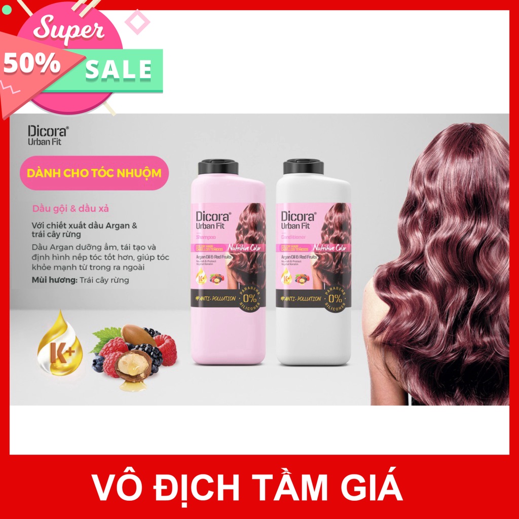 Dầu xả Dicora Urban Fit dành cho tóc nhuộm chiết xuất tinh dầu argan giúp tăng cường dưỡng chất và bảo vệ màu tóc 400ml