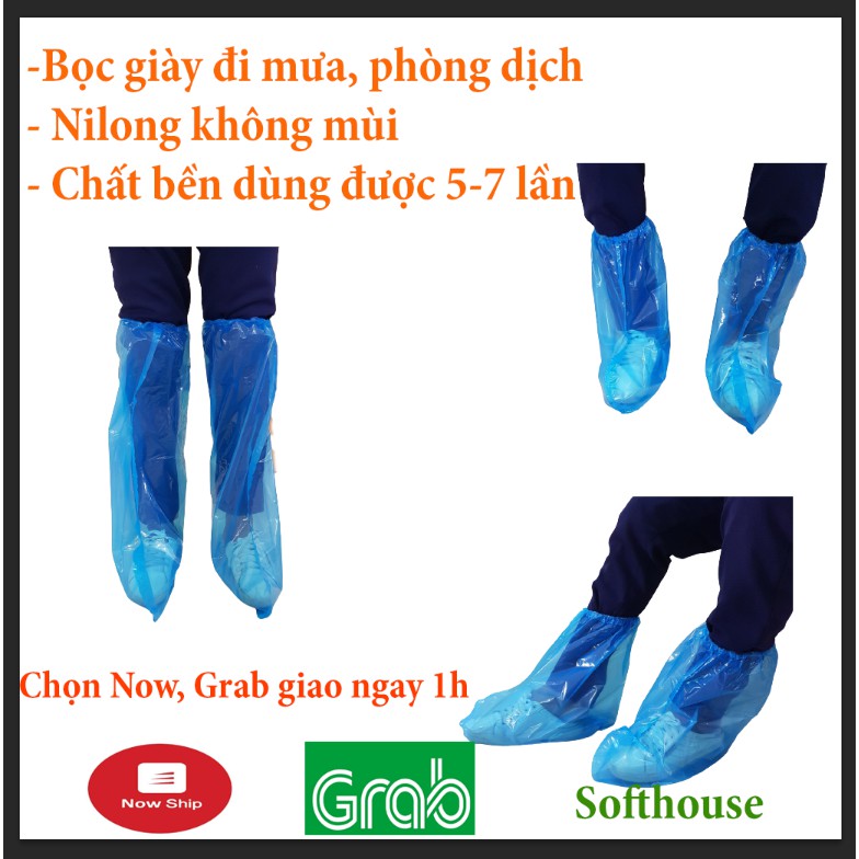 Ủng, bao giày đi mưa nilong loại 1 dày dặn, chắc chắn, không mùi  có thể tái sử dụng phù hợp đi phượt, đi làm, đi chơi