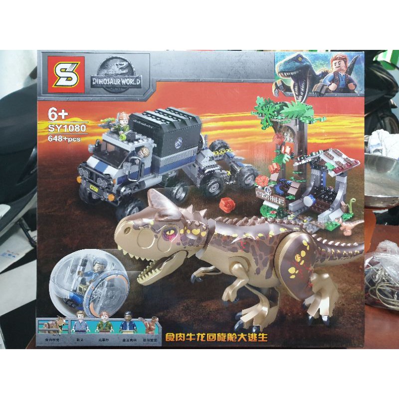 lego sy 1080 công viên kỷ dinosaur jura world xe tải kéo trái trứng kiếng khủng long bạo chúa con bảo vệ tổ ấm nhỏ