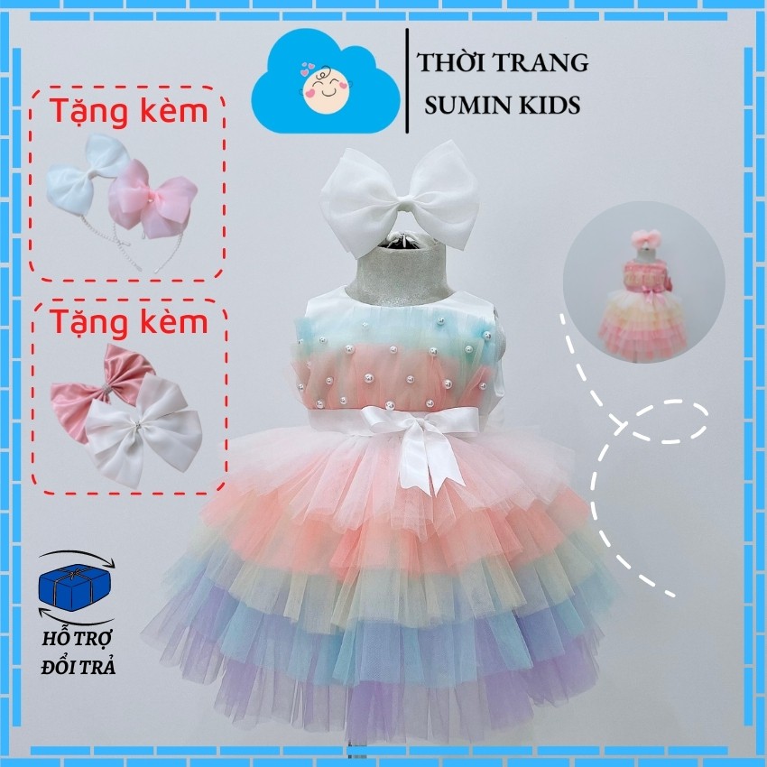 Đầm công chúa bé gái mẫu váy công chúa cho bé gái mã 7 màu xòe đẹp cho bé yêu SUMIN KIDS