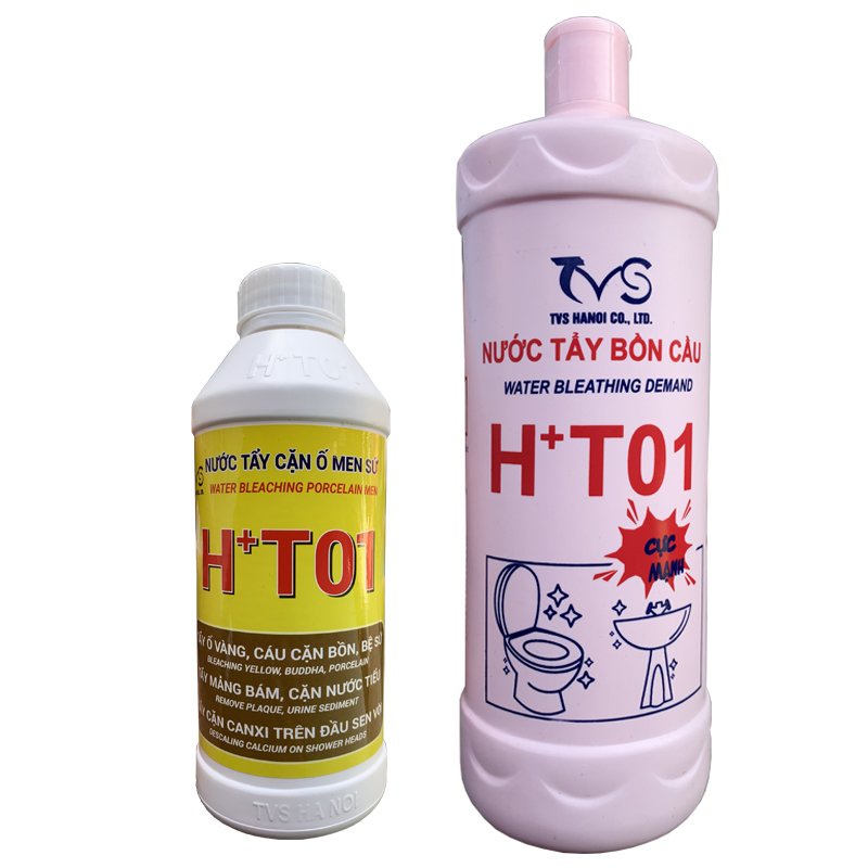 Combo Tẩy Trắng Men Sứ Cặn Canxi Sen Vòi - Tẩy Bồn Cầu Hồng Hàng Ngày TVS 500ml/960ml