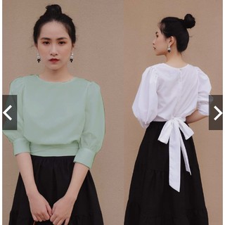 ÁO CỔ TRÒN THẮT NƠ SAU