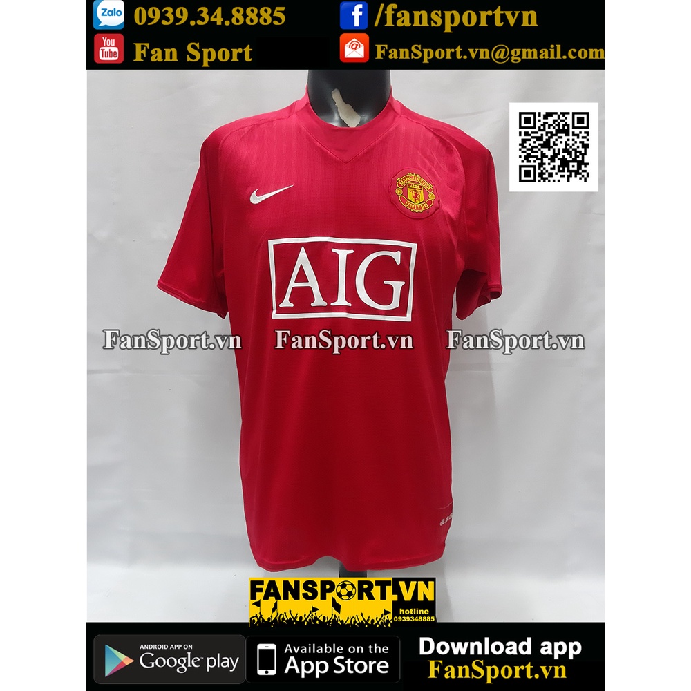 Áo đấu bóng đá Manchester United 2007-2008-2009 home shirt jersey red Nike 237924-666