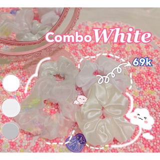 Combo white Scrunchies - Cột tóc dây vải @neonmoonvn ( SIÊU TIẾT KIỆM )