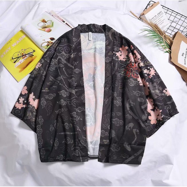 ÁO HAORI KHOÁC NGOÀI HOẠ TIẾT RỒNG ĐỎ HOA ĐÀO CÁ TÍNH A01