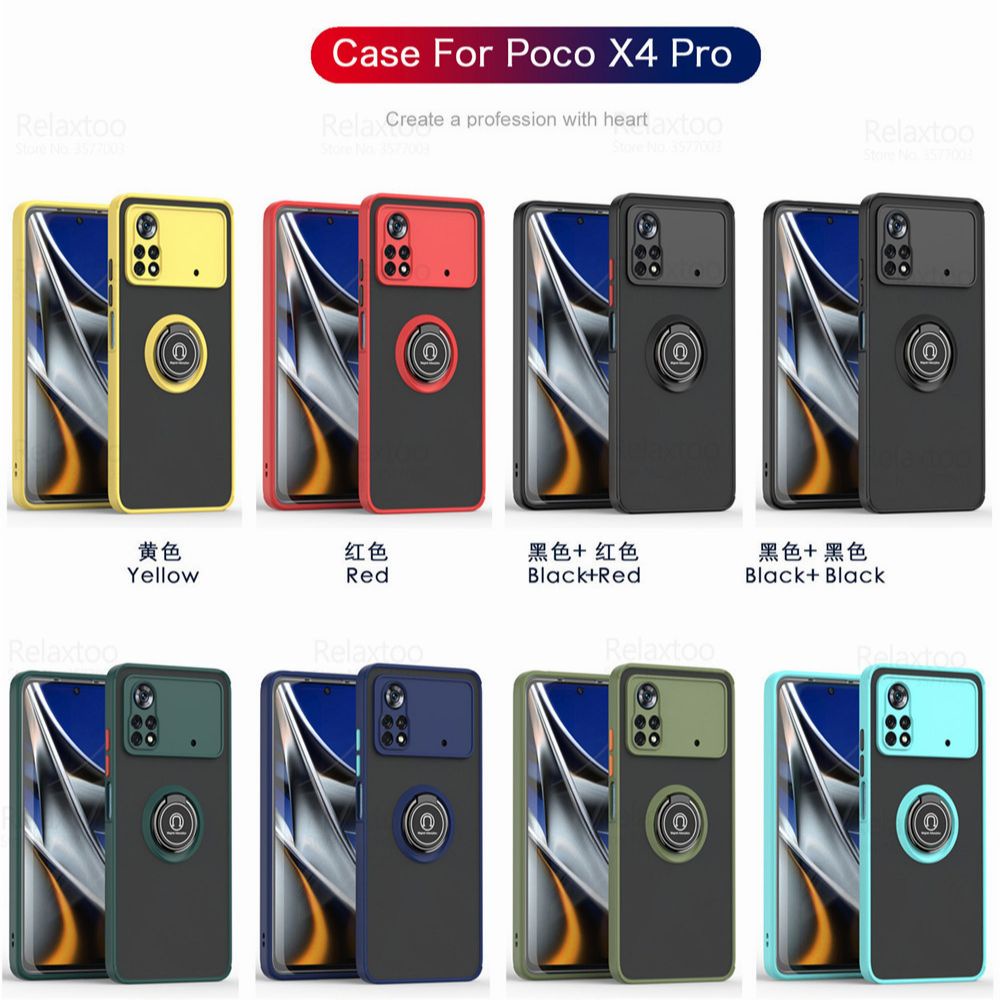 For Xiaomi Poco X4 Pro 5G Case Car Magnetic Holder Matte Armor Phone Cover Pocco X 4 Pocox4 x4Pro NFC Camera Protect Stand Coque