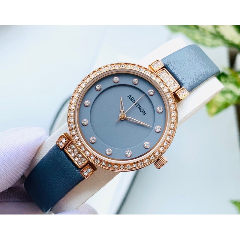 Đồng hồ nữ dây da Armitron Swarovski Crystal Women Watch