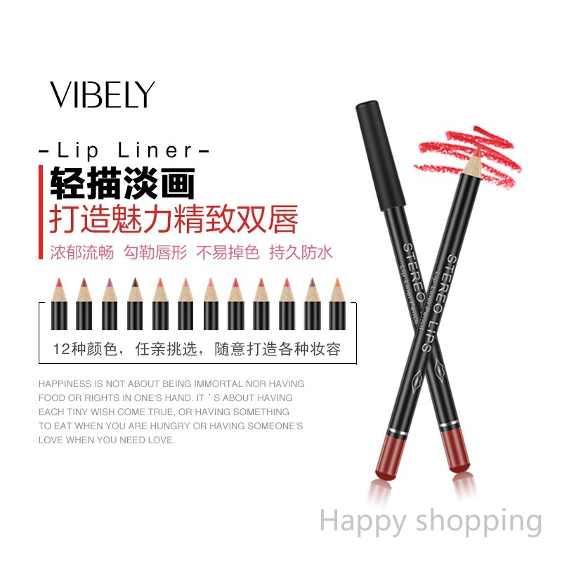 (Hàng Mới Về) Set 12 Chì Kẻ Viền Môi Chống Thấm Nước Màu Sắc Thời Trang | BigBuy360 - bigbuy360.vn