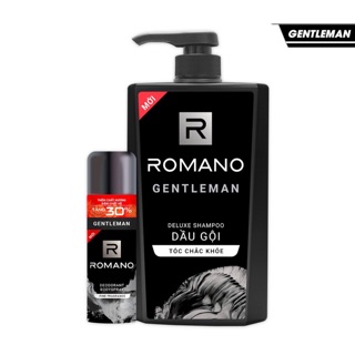 Combo Dầu gội Romano Gentleman 650ml+ Xịt khử mùi Gentleman tặng 30% dung tích chai 195ml