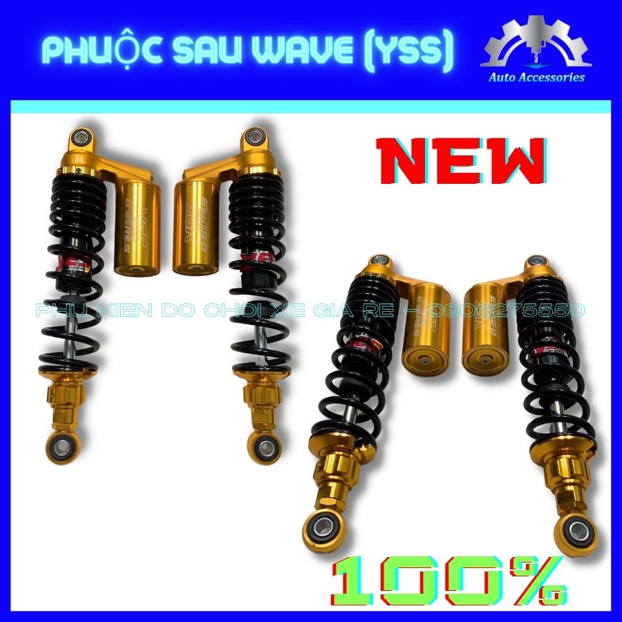 NEW 100% - Phuộc Sau YSS, Phuộc YSS gắn Sau xe WAVE, Phuộc Bình Dầu 3 màu, CÓ TĂNG CHỈNH, độ nhúng êm ái, chắc chắn