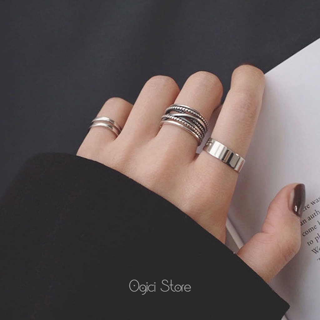 Nhẫn trơn cá tính phong cách hiphop thời trang hàn quốc, Nhẫn nam nữ titan không gỉ, Unisex