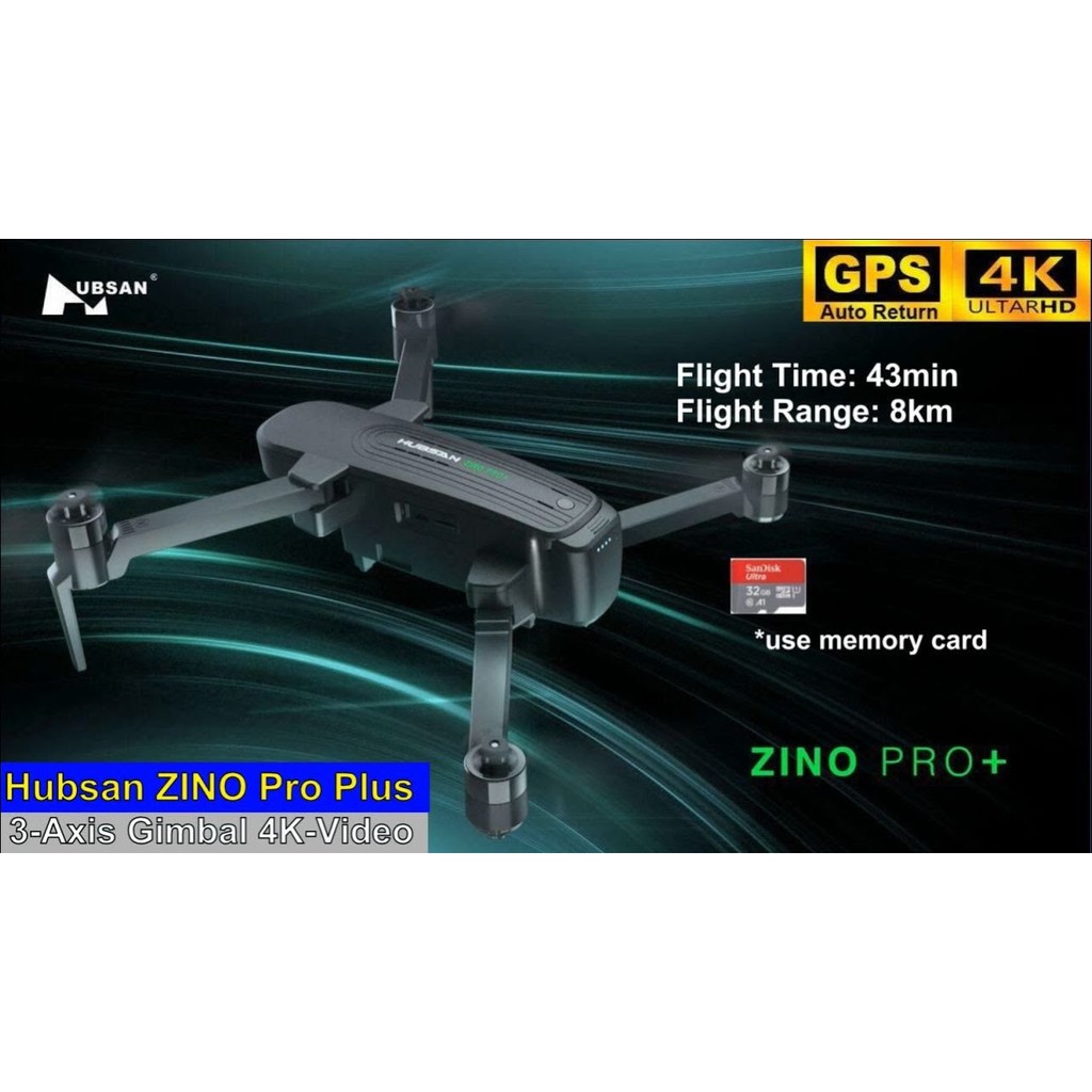 Flycam Hubsan Zino Pro Plus Camera Ultra HD 4K thời gian bay 43 Phút Tầm xa 8Km
